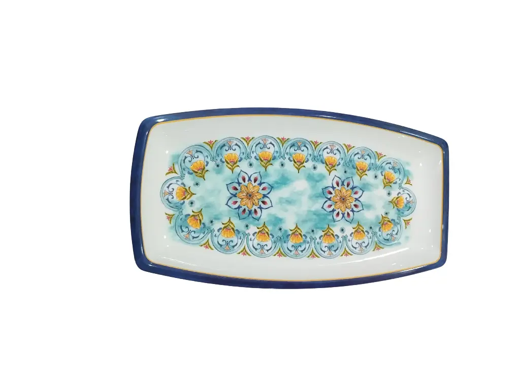 AS009-16 Assiette Rectangulaire Bleu