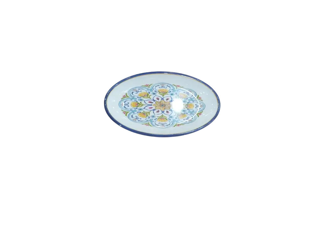 AS022-10 Assiette Ovale Creuse Bleu