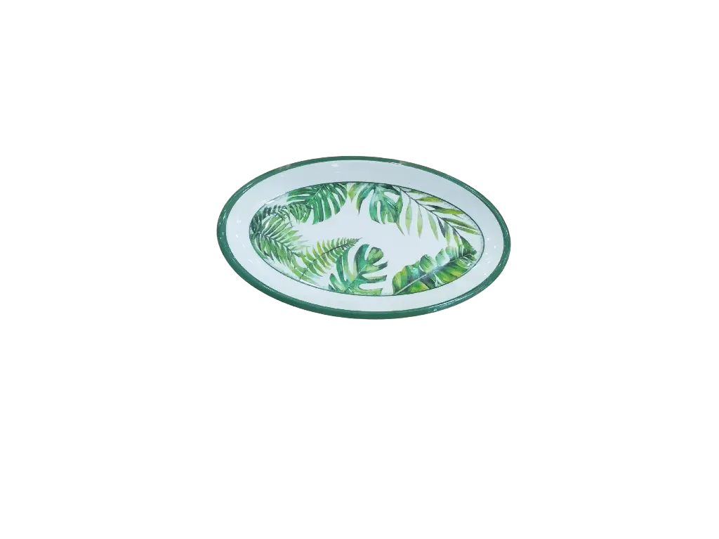 AS025-16 Assiette Ovale Creuse Vert